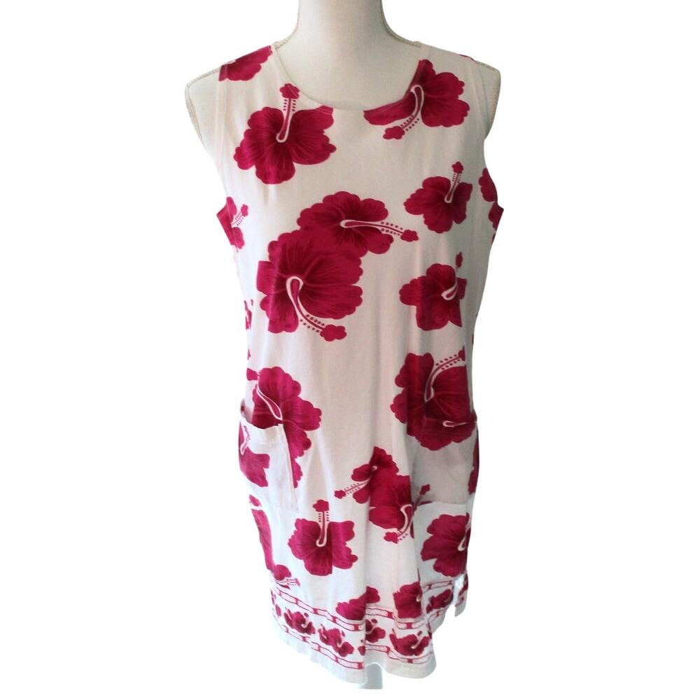 IG Sport Women's White & Pink Floral Print Sleeveless Pull Over Dress Size M.
